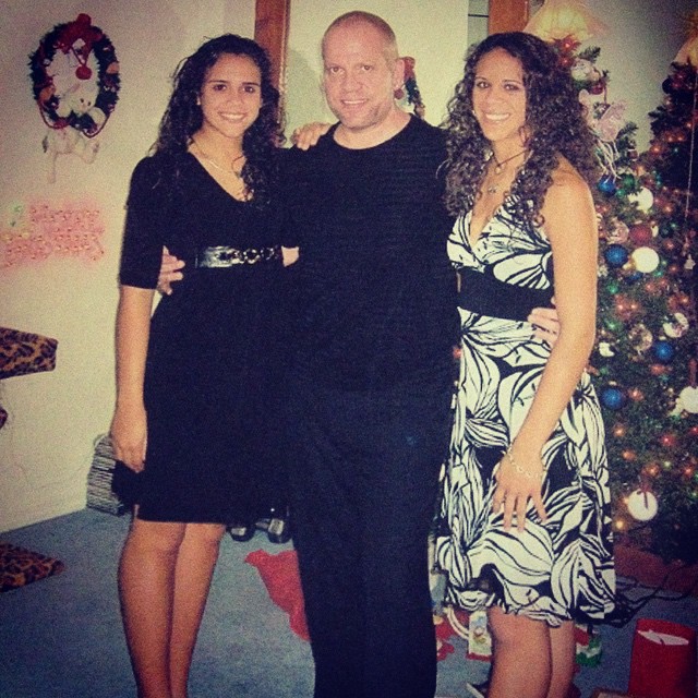 My father, sister and I before a New Years Eve Party.